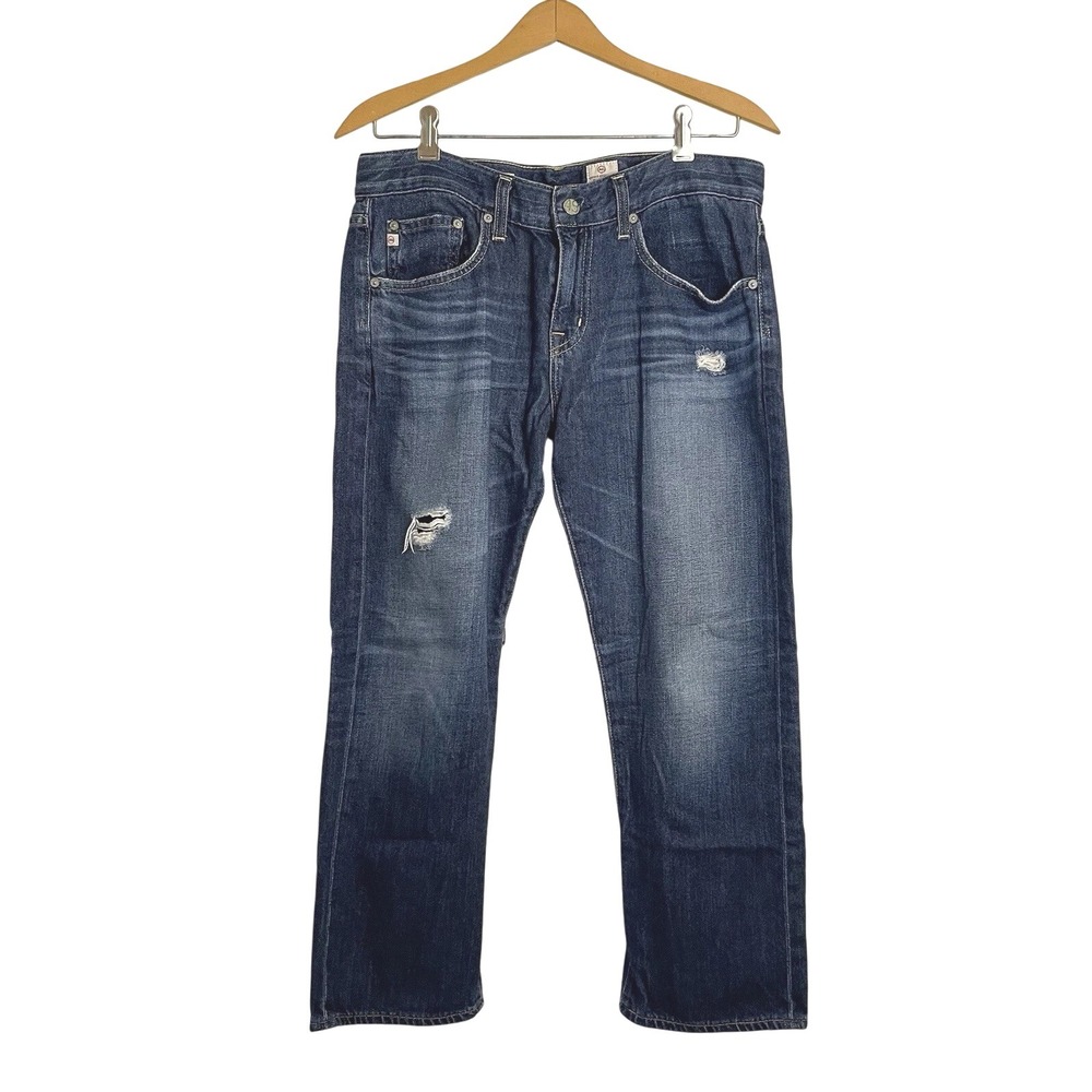 Adriano Goldschmied AG Ex-Boyfriend Crop Slouchy Slim Jeans 28 Dark Distressed